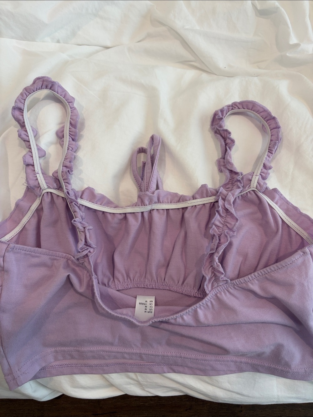 Lilac Ruffle Strap Crop Top - Picture 2 of 2